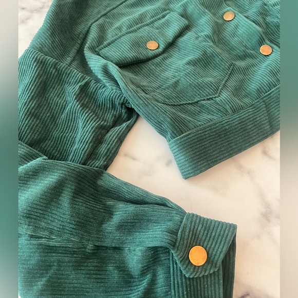 SHEIN EZwear Drop Shoulder Flap Pocket Corduroy Green Jacket Size Medium New - Picture 7 of 15
